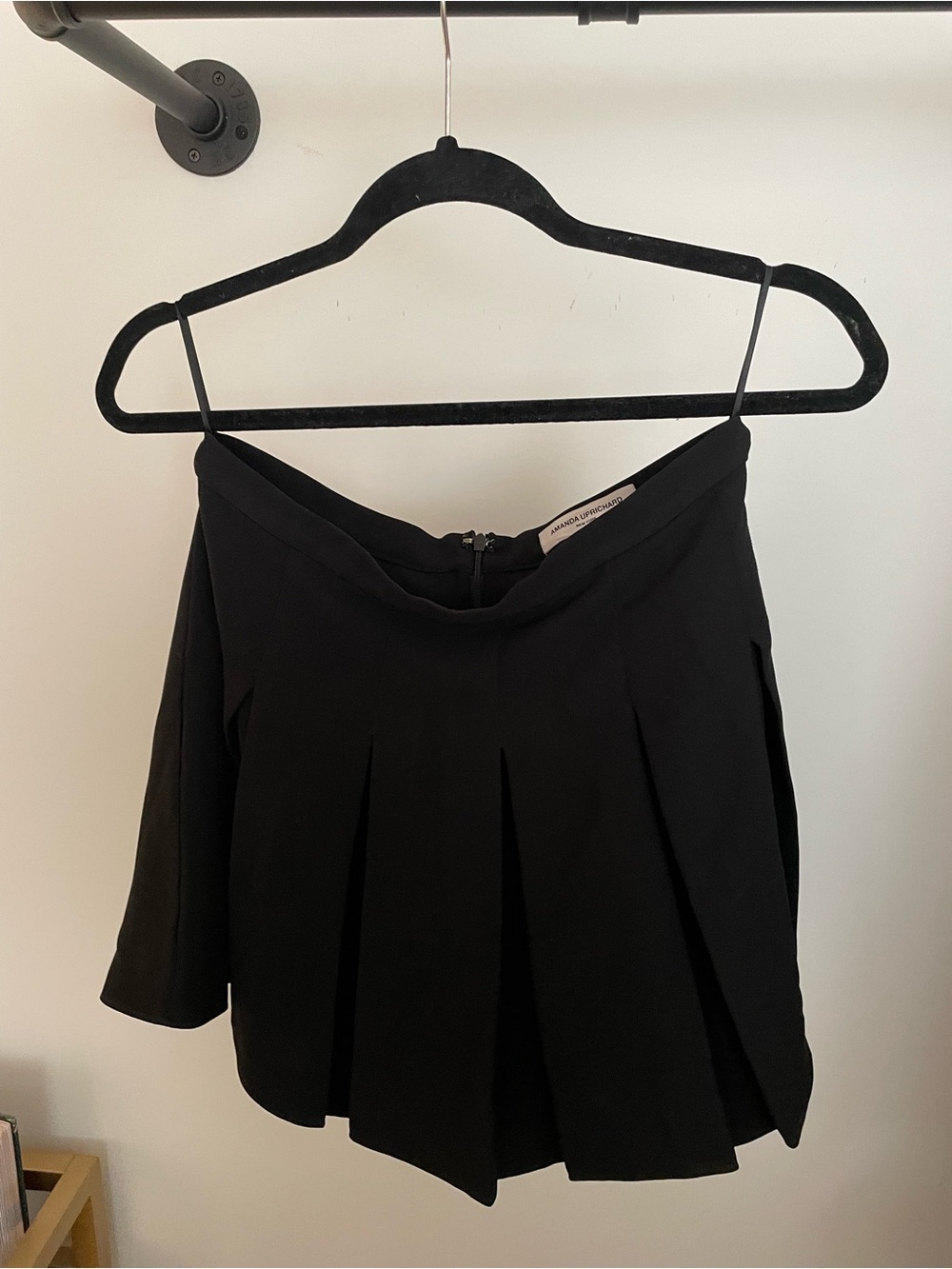 Amanda Uprichard Black Pleated Mini Skort